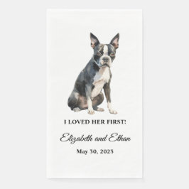Boston Terrier Dog Wedding Dinner Serviette