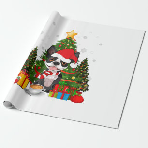 Boston Terrier Dog Weihnachten ist Geschenk Kaffee Geschenkpapier