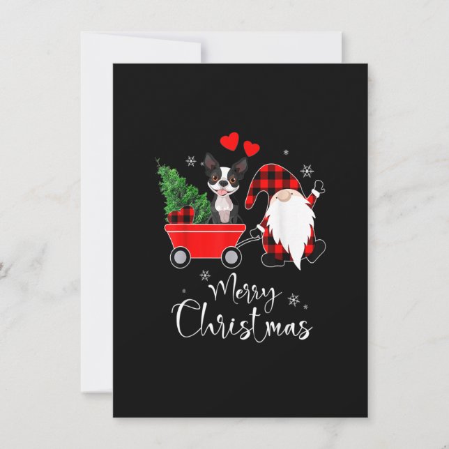 Boston Terrier Dog Weihnachten mit Weihnachtsmannm Einladung (Vorderseite)