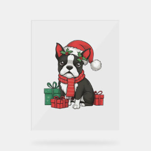 Boston Terrier Dog Weihnachtsfeiertage Weihnachten Acrylschild