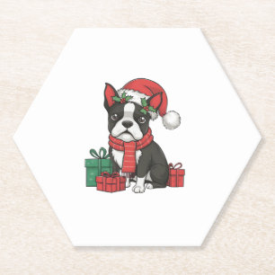 Boston Terrier Dog Weihnachtsfeiertage Weihnachten Untersetzer