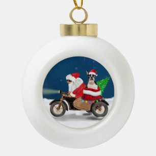 Boston Terrier Dog Weihnachtsmann Keramik Kugel-Ornament