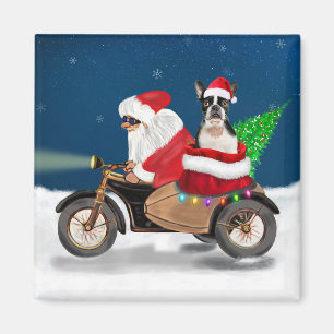 Boston Terrier Dog Weihnachtsmann Magnet