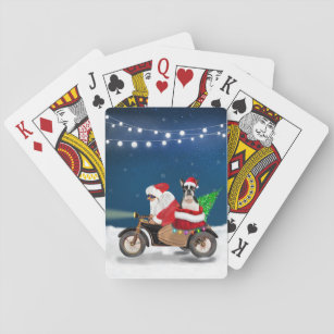 Boston Terrier Dog Weihnachtsmann Spielkarten
