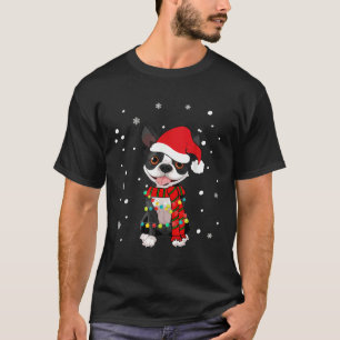 Boston Terrier Dog Weihnachtsmannmütze Christmas D T-Shirt