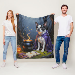 Boston Terrier Dog Whimsical Halloween Malerei Fleecedecke
