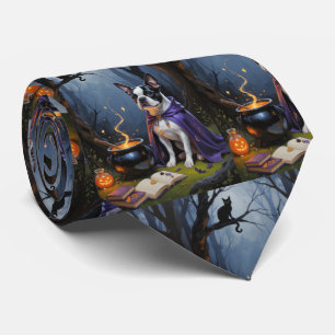 Boston Terrier Dog Whimsical Halloween Malerei Krawatte