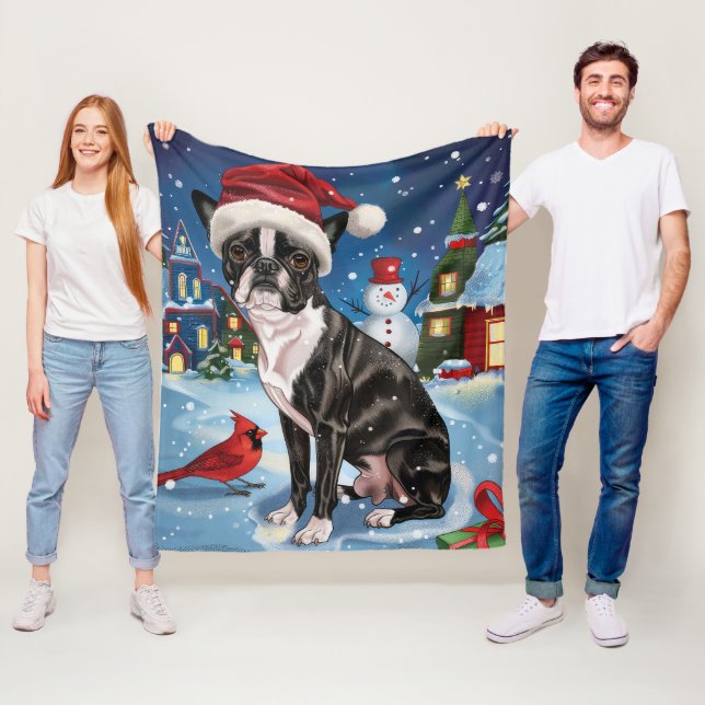 Boston Terrier Dog Winter Wonderland Weihnachtsfre Fleecedecke (Beispiel)