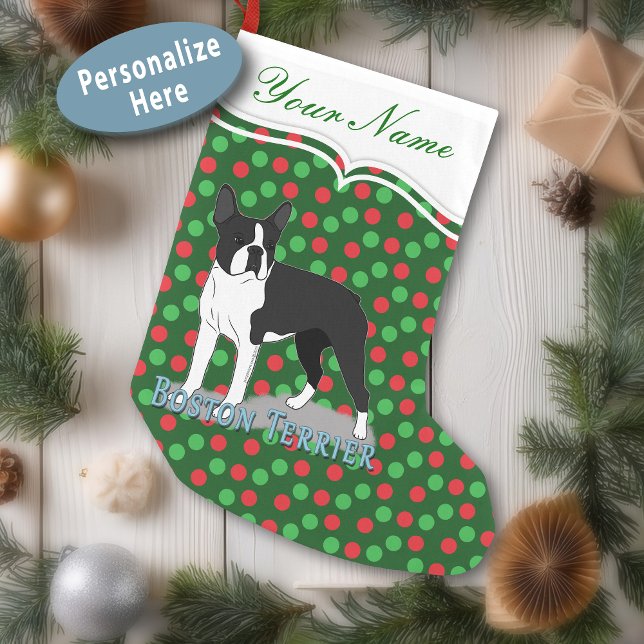 Boston Terrier Dog Zeichnend Kleiner Weihnachtsstrumpf (Von Creator hochgeladen)