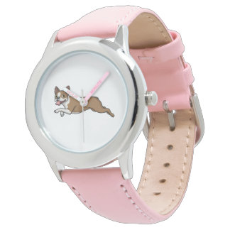 Boston Terrier Dogs Fawn Boston Terrier Running Armbanduhr