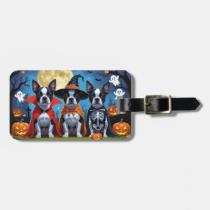 Boston Terrier Dogs Pumpkin Halloween Funny Gepäckanhänger