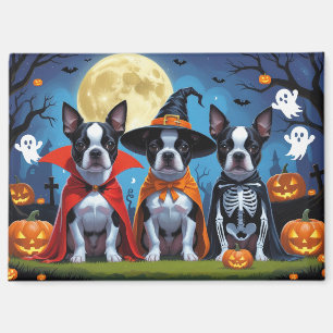 Boston Terrier Dogs Pumpkin Halloween Funny Magnet