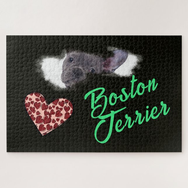 Boston Terrier Eyes Solid Color 1000 Stück Puzzle (Horizontal)
