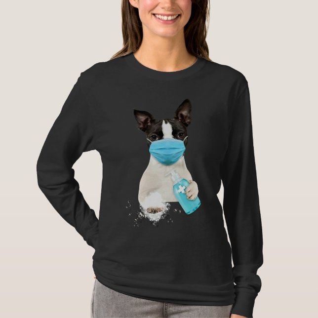 Boston Terrier Face Mask 105 T-Shirt (Vorderseite)