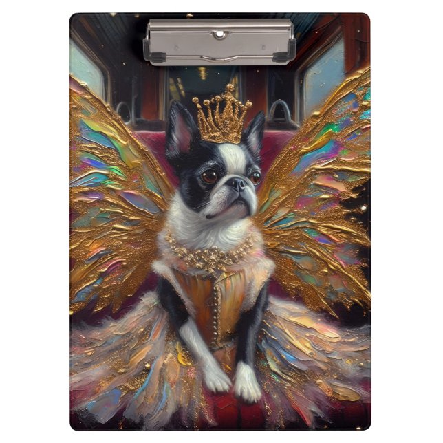 Boston Terrier Fairy Klemmbrett (Vorderseite)