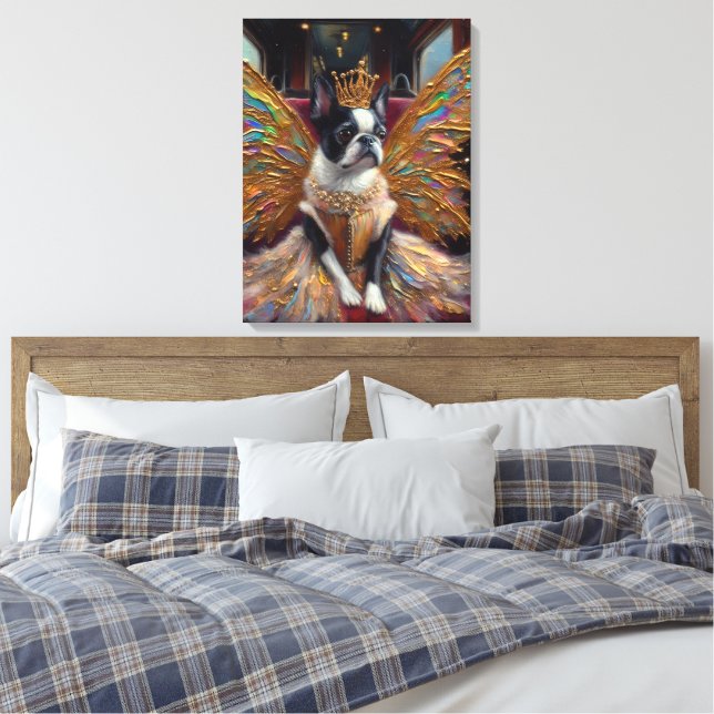 Boston Terrier Fairy Leinwanddruck (Insitu (Schlafzimmer))