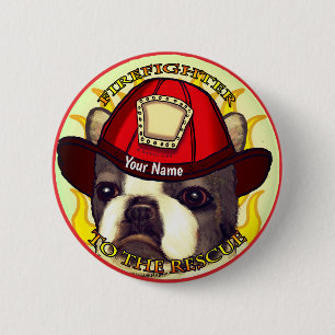 Boston Terrier Feuerwehrmann Button