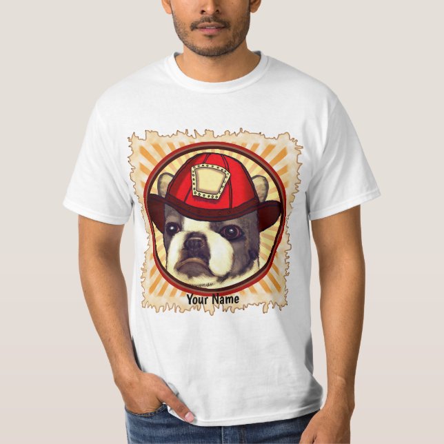 Boston Terrier Firefighter T - Shirt (Vorderseite)