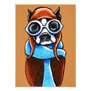 Boston-Terrier-Flieger-Tinten-Bleistift-Zeichnen Fotodruck