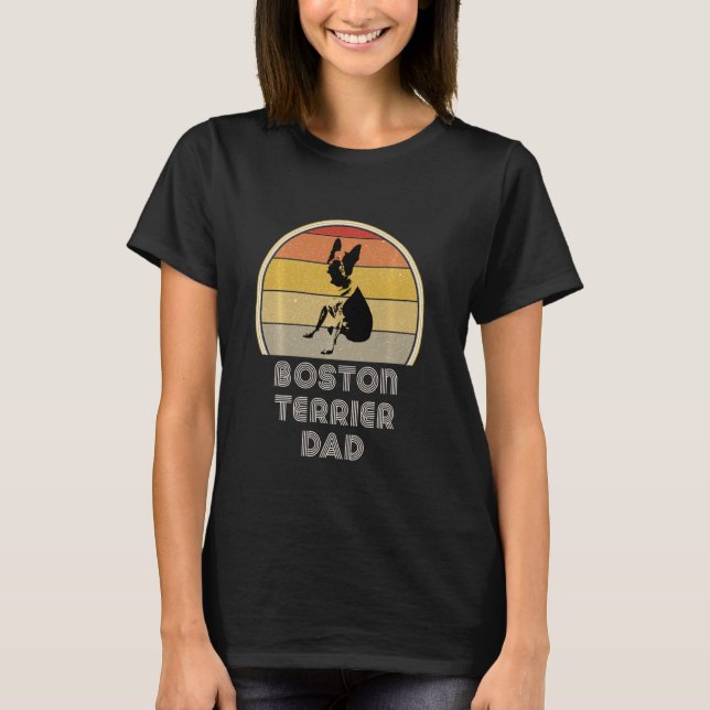 Boston Terrier For Women Retro Boston Terrier Vate T-Shirt (Vorderseite)