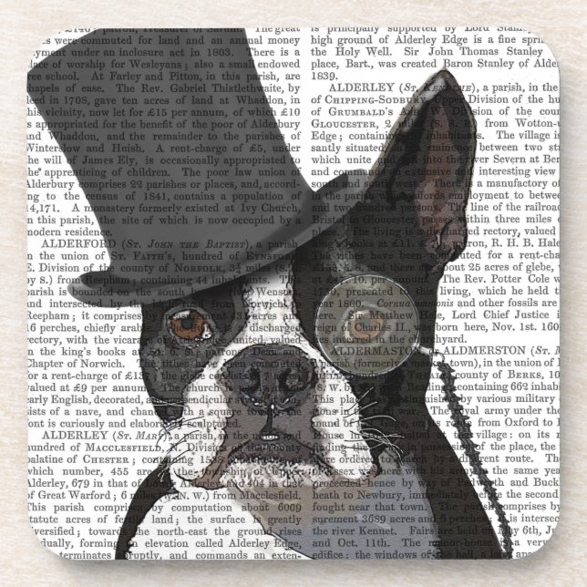 Boston Terrier, Formal Hound und Hat Getränkeuntersetzer (Vorderseite)