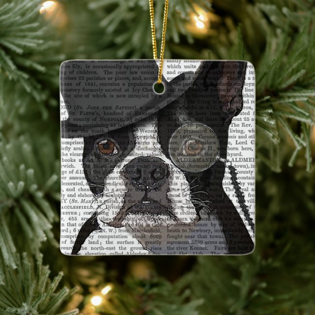Boston Terrier, Formal Hound und Hat Keramikornament (Baum)