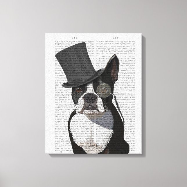 Boston Terrier, Formal Hound und Hat Leinwanddruck (Vorderseite)