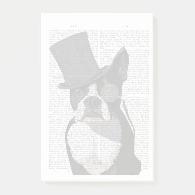 Boston Terrier, Formal Hound und Hat Post-it Klebezettel (Vorderseite)