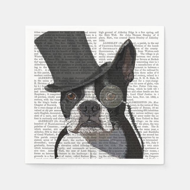 Boston Terrier, Formal Hound und Hat Serviette (Vorderseite)