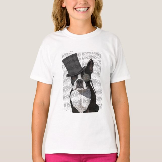 Boston Terrier, Formal Hound und Hat T-Shirt (Vorderseite)