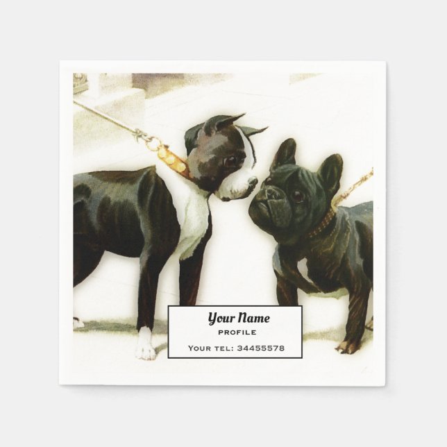 BOSTON TERRIER&FRENCH BULLDOG SERVIETTE (Vorderseite)