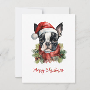 Boston Terrier Frohe Weihnachtskarte Einladung