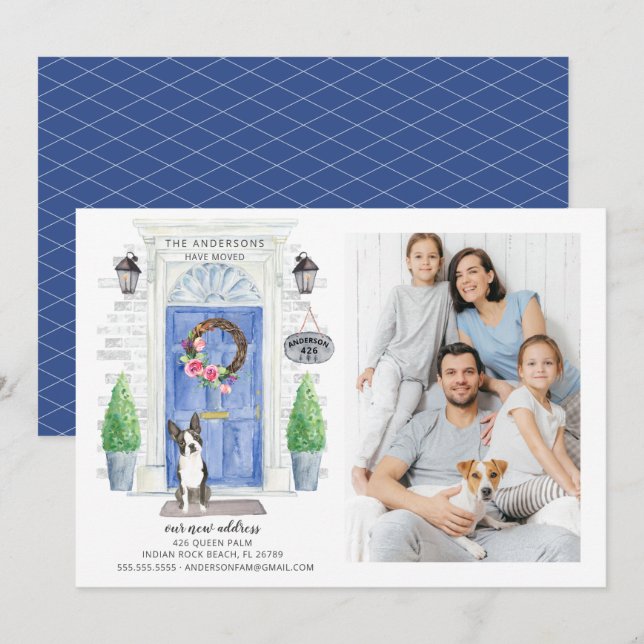 Boston Terrier Front Door Moving Ankündigung (Vorne/Hinten)