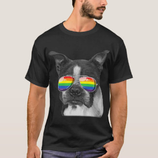 Boston Terrier Gay Pride Flag Sonnenbrille LGBT T-Shirt