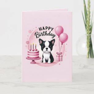 Boston Terrier Geburtstagskarte Feiertagskarte