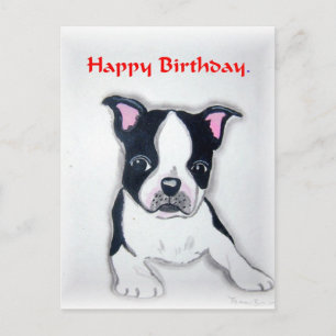Boston Terrier Geburtstagskarte Postkarte