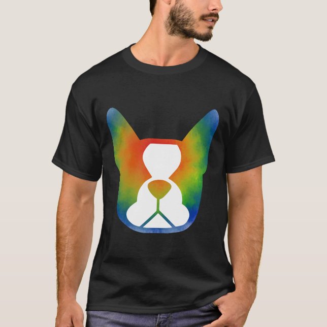 Boston Terrier Gefärbte Krawatte Hippie Boston Dog T-Shirt (Vorderseite)
