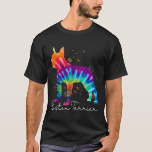 Boston Terrier Gefärbte Krawatte Rainbow Dog Lover T-Shirt