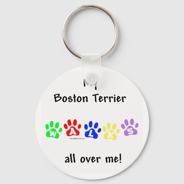 Boston Terrier geht durch mich - Schlüsselanhänger (Vorderseite)