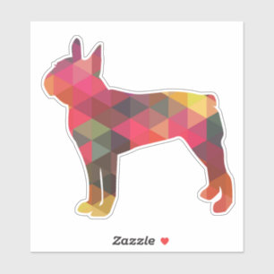 Boston Terrier Geometric Pattern Silhouette Aufkleber