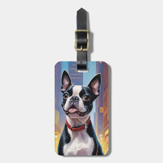 Boston Terrier-Gepäckanhänger Gepäckanhänger (Vorderseite vertikal)