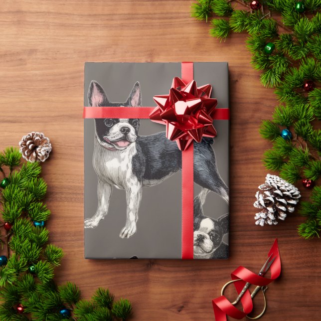 Boston Terrier Geschenkpapier (Feiertagsgeschenk)