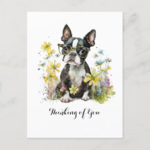 Boston Terrier Glasses Floral Denken Sie an Sie