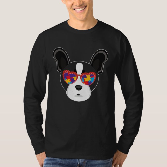 Boston Terrier Glasses Puzzle Autism Awareness Aut T-Shirt (Vorderseite)