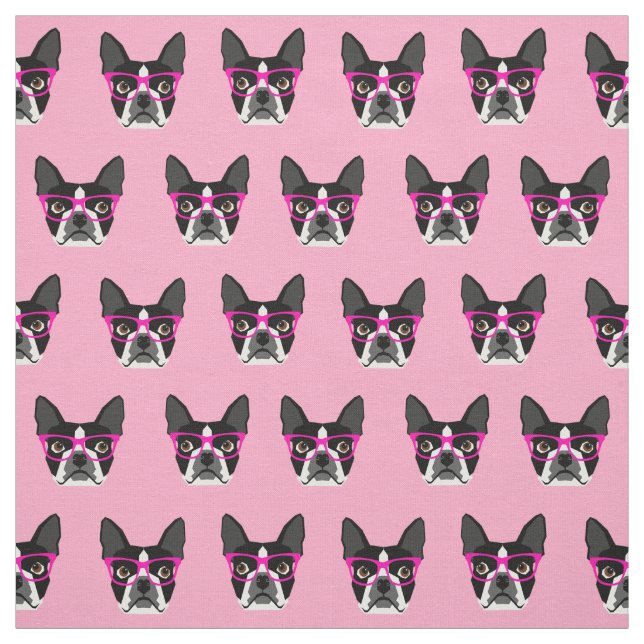 Boston Terrier Glasses - rosa Gewebe Stoff (Muster)