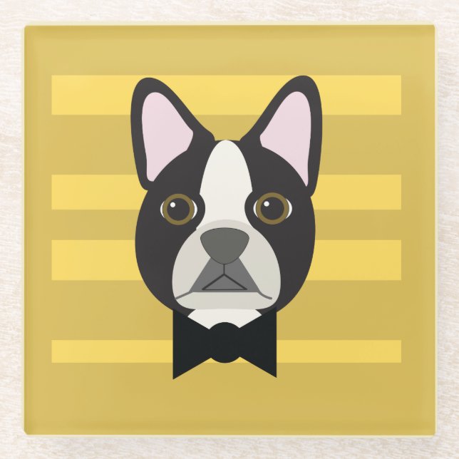Boston Terrier Glasuntersetzer (Vorderseite)
