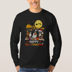 Boston Terrier Glückliches Hallothanksmas Hallowee T-Shirt
