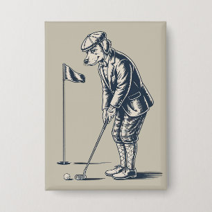 Boston Terrier Golf Vintage Hund Golfen Boston Mam Button