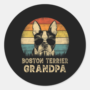 Boston Terrier Grandpa Dog Lovers Vatertag Runder Aufkleber
