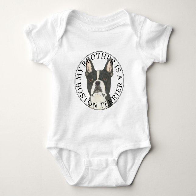 Boston Terrier großer Bruder Baby Strampler (Vorderseite)